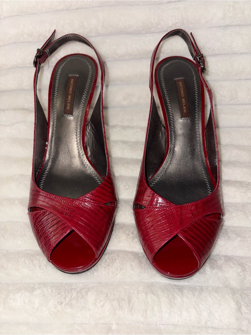 Antonio Melani Red Slingback Peep-Toe Heels 8.5M